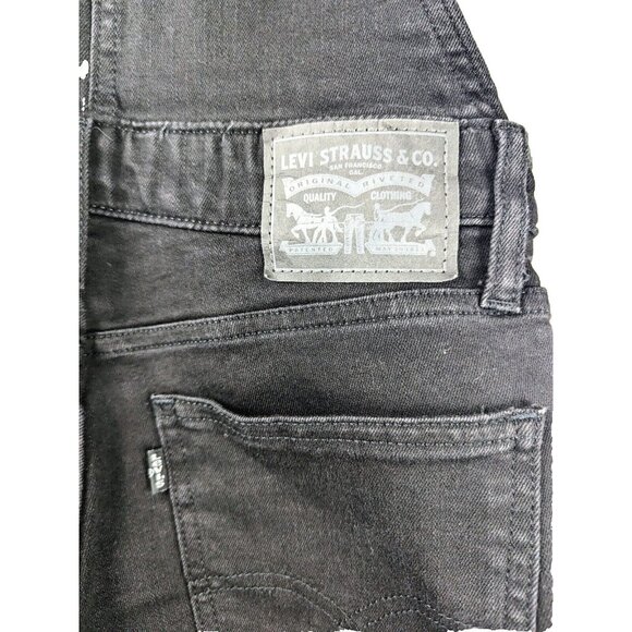 Levi's Womens Skinny Denim Overalls W27 Side Zip Closure Adjustable Straps Black - Picture 10 of 10